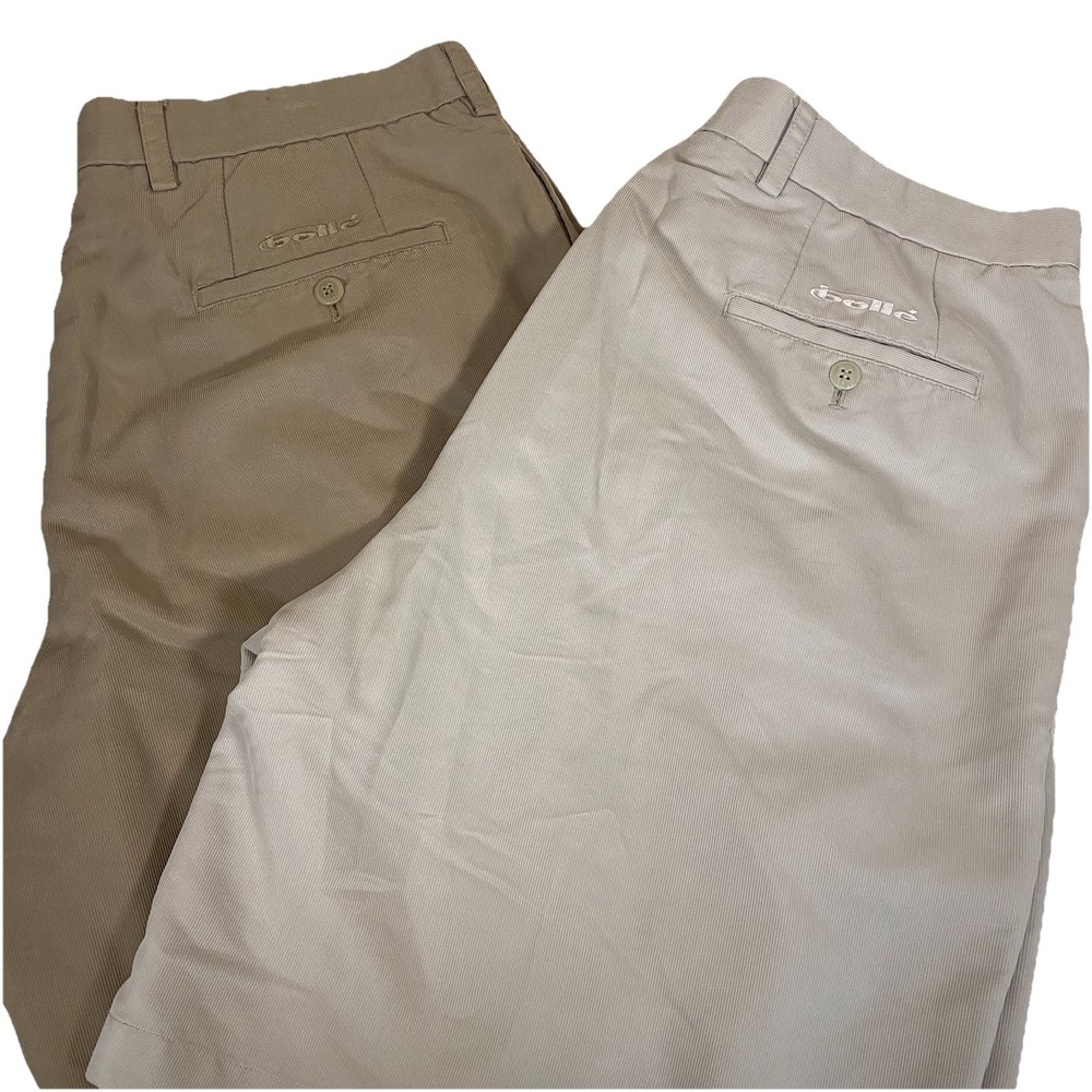 2 Pair Bolle Golf Tech Mens Corduroy Flat Front Shorts 38"Light Gray & Khaki